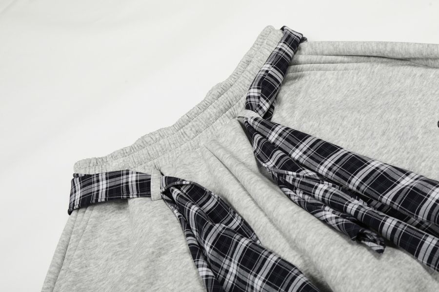 美式格紋棉質彎刀褲 