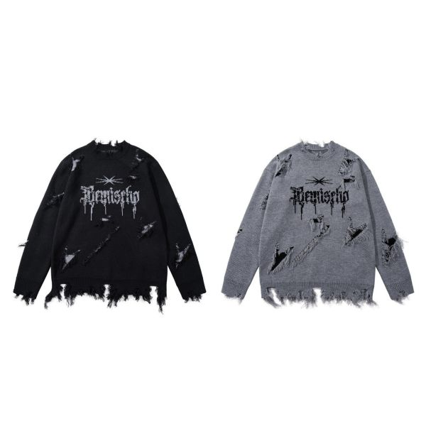 美式字母破壞針織 