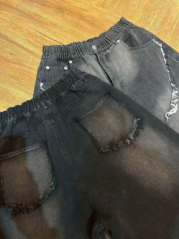 韓國毛邊彎刀褲 