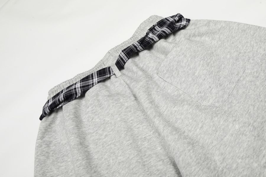 美式格紋棉質彎刀褲 