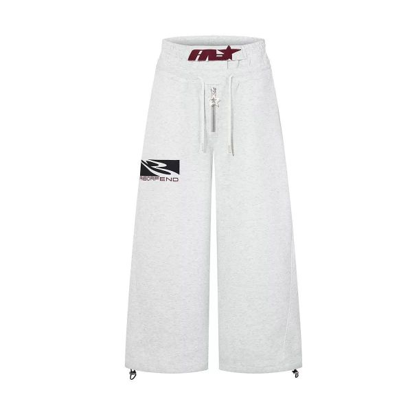 雙褲頭拉鍊印花棉褲 