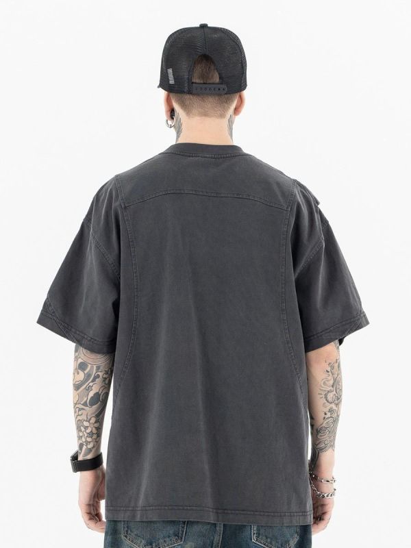 星十字水洗解構短T 