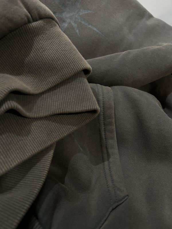 刷毛水洗十字星帽T 