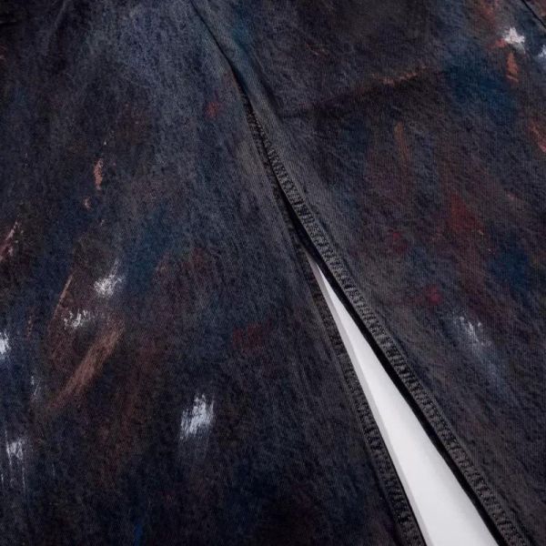 復古渲染潑墨牛仔直筒褲 