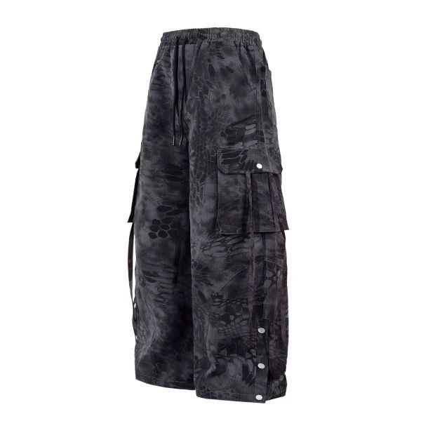 美式蛇皮口袋彎刀褲 