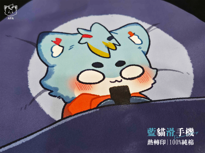 【藍貓系列】藍貓滑手機(短T/黑) 