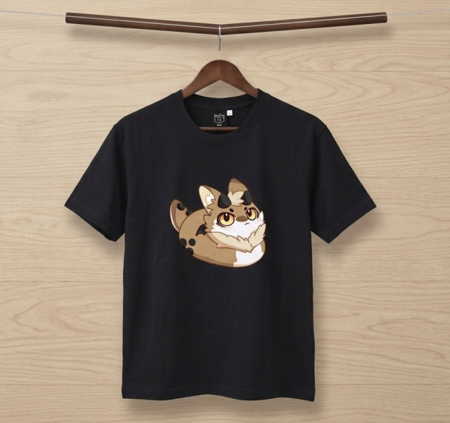 珍奶折手手T (短T/黑) 藍貓樹屋x珍奶合作T