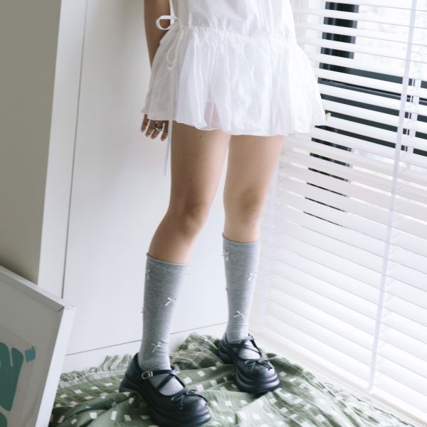 芭蕾風蝴蝶結小腿襪 