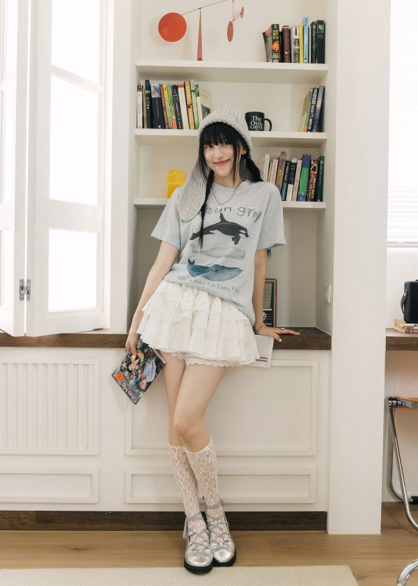 鯊魚全家福之超好穿T 韓系、韓版、T恤、tshirt、灰色、海洋風
