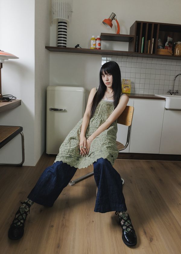 日系清新碎花吊帶長洋裝 