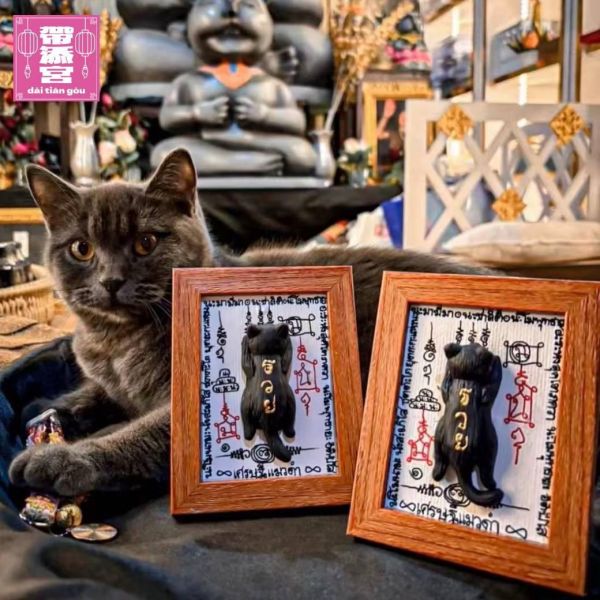 黑貓抱財強勢鎖運聚財立體符布相框 | 阿贊斑迪 