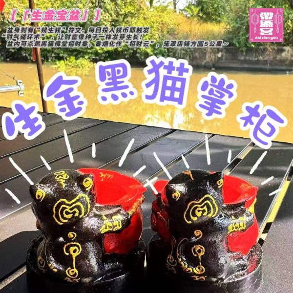 生金黑貓掌櫃招財寶盆 | 阿贊班迪 
