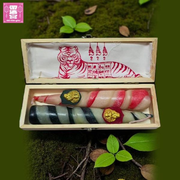 吸財除厄無憂無慮好命虎蠟燭4件組 