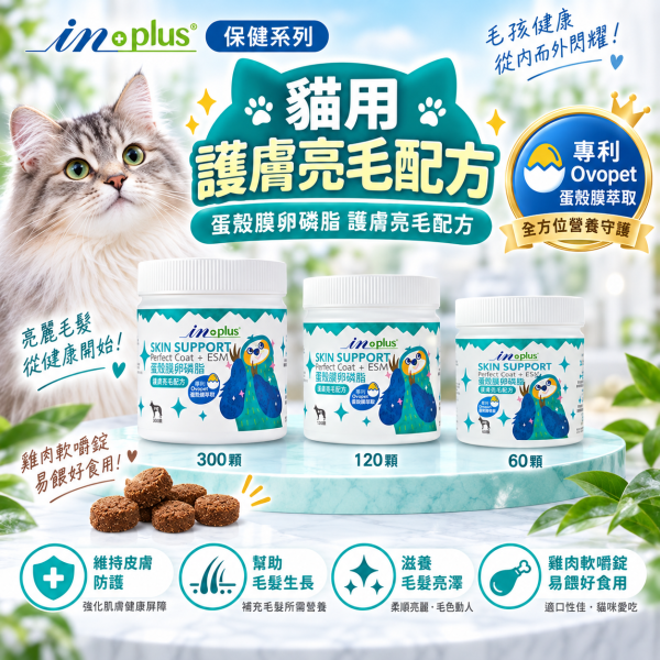 【IN-Plus】 犬用保健品  60顆/120顆/300顆   蛋殼膜卵磷脂｜護膚亮毛・魚油舒敏配方 IN PLUS 蛋殼膜卵磷脂

狗狗皮膚保健

狗狗毛髮亮澤

狗狗舒敏保健品

狗狗魚油卵磷脂

犬用保健食品

狗狗護毛營養品

狗狗掉毛改善

寵物皮膚毛髮保健