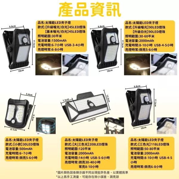 太陽能LED夾子燈 