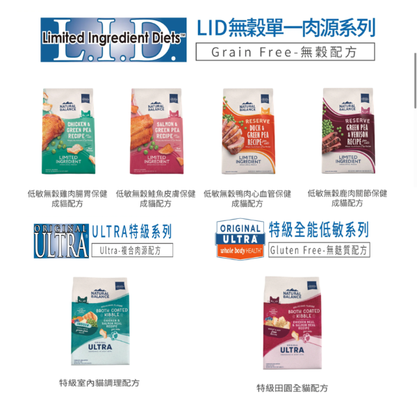 【自然平衡 Natural Balance】 低敏無穀貓飼料  4磅｜無穀配方 鹿肉/鴨肉/雞肉/鮭魚｜關節 心血管 腸胃 皮膚保健 自然平衡貓飼料

NB 貓飼料

無穀貓飼料

低敏貓飼料

貓關節保健飼料

貓腸胃保健飼料

貓皮膚保健飼料

單一肉源貓飼料

成貓保健飼料推薦

Natural Balance cat food