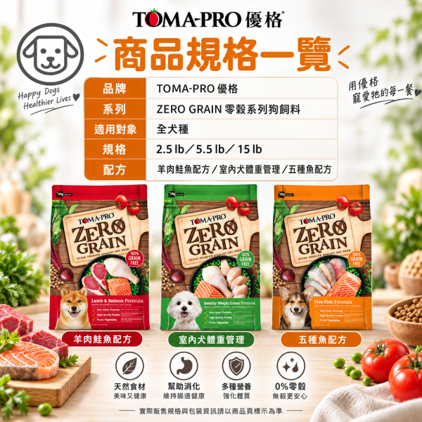 【TOMA-PRO 優格】零穀犬糧2.5lb｜無穀狗飼料｜羊肉鮭魚・五種魚・室內犬體重管理 優格無穀犬糧, 無穀狗糧, 全齡犬乾糧, 成犬低敏飼料, 體重管理狗糧, 晶亮護毛狗糧, 敏感配方犬糧, 無穀雞肉狗糧, 五種魚犬糧, 羊鮭犬糧, 低敏狗飼料推薦, 小型犬乾糧, 中型犬飼料, 狗飼料推薦, 高蛋白狗糧