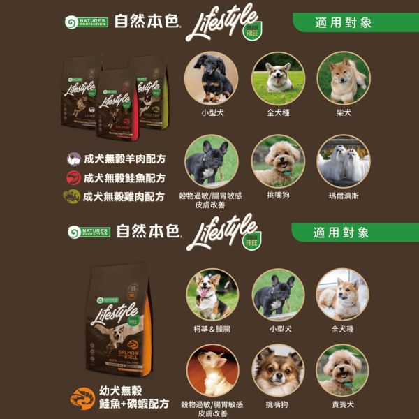 自然本色 犬飼料 1.5KG 無穀雞肉 羊肉 鮭魚 鮭魚+蝦 配方 狗飼料推薦, 成犬無穀飼料, 幼犬無穀飼料, 自然本色狗飼料, 方形顆粒狗飼料, 狗狗羊肉飼料, 狗狗雞肉飼料, 狗狗鮭魚飼料, 幼犬鮭魚蝦飼料, 低敏狗飼料, 高蛋白狗飼料, 腸胃敏感狗飼料