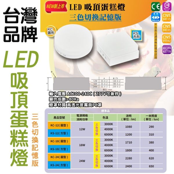 認證通過 LED吸頂燈 蛋糕燈 12W 18W 24W 樓梯燈 浴室燈 陽台燈 原廠2年保固 LED吸頂燈,蛋糕燈,浴室燈,陽台燈,樓梯燈,圓形吸頂燈,節能燈具,室內照明,天花板燈,CNS認證燈具