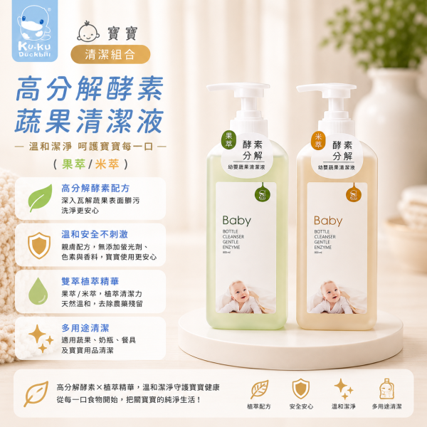 酷咕鴨 KUKU 米萃／果萃高分解酵素奶瓶蔬果清潔液800ml｜嬰兒奶瓶清潔劑 植物酵素 無毒不殘留 奶瓶清潔液

嬰兒奶瓶清潔劑

酵素奶瓶清潔

蔬果清潔液

嬰幼兒清潔用品

無毒奶瓶清潔

KUKU 奶瓶清潔

酷咕鴨 清潔液

奶嘴清潔

嬰兒用品清潔
