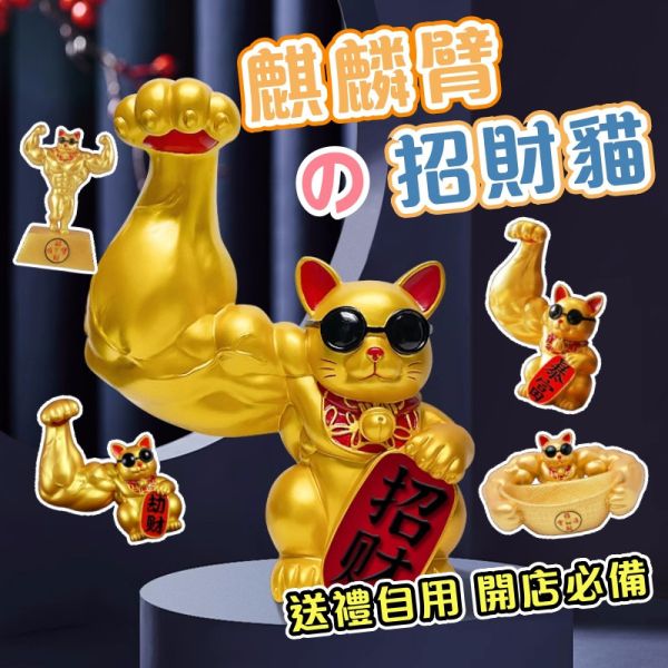 麒麟臂招財貓聚寶盆 