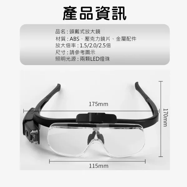 眼鏡式放大鏡眼鏡 眼鏡式放大鏡 LED放大鏡 老人眼鏡 放大鏡眼鏡 頭戴放大鏡 充電式放大鏡