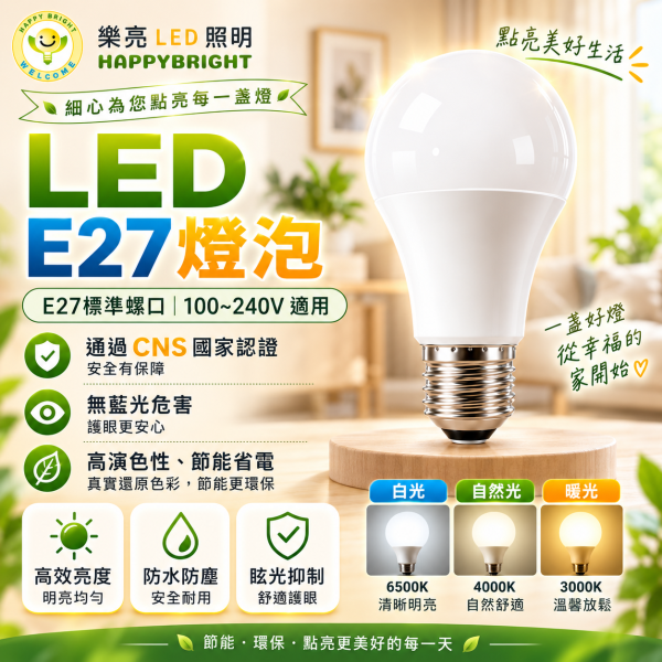 樂亮 LED E27球泡燈｜3W-25W 白光6500K 自然光4000K 暖光3000K 樂亮LED燈泡,樂亮E27燈泡,LED球泡燈,E27球泡燈,E27燈泡,LED燈泡,節能燈泡,護眼燈泡,白光6500K,自然光4000K,暖光3000K,3W燈泡,5W燈泡,10W燈泡,12W燈泡,16W燈泡,20W燈泡,25W燈泡,居家照明,商店照明