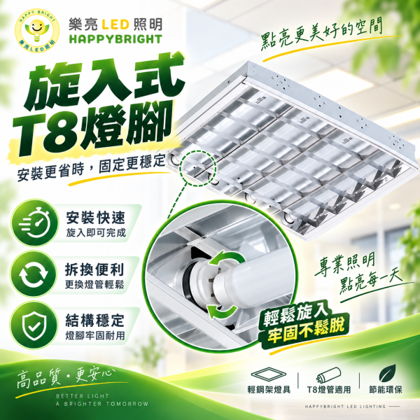 樂亮 LED T8 2尺4管輕鋼架燈｜格柵燈 T-BAR燈盤 600×600mm 樂亮輕鋼架燈,樂亮T8燈具,HappyBright T8,T8輕鋼架燈,2尺4管輕鋼架燈,2尺4管T8燈具,T-BAR燈具,T-BAR輕鋼架燈,LED輕鋼架燈,輕鋼架燈盤,2尺輕鋼架燈,600x600燈具,600x600輕鋼架燈,T8燈具,T8燈盤,辦公室燈具,辦公室LED燈,會議室燈具,教室燈具,商業照明,雙邊供電T8燈具,吸崁二用燈具,四管燈具,4管燈盤,輕鋼架天花板燈,T8 2尺燈具