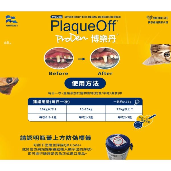 博樂丹 潔牙粉 美國獸醫口腔 VOHC認證 潔牙 貓潔牙 狗潔牙 寵物潔牙 潔牙骨 PlaqueOff 博樂丹 PlaqueOff

博樂丹 潔牙粉

貓用潔牙粉

狗用潔牙粉

VOHC認證 潔牙粉

天然海藻潔牙粉

貓狗口臭改善

貓狗牙結石 預防

貓狗牙齒保健品

博樂丹 藍罐 紫罐