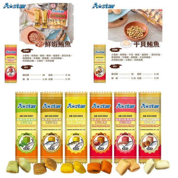 【A star】 貓狗零食 夾心餡餅 20g｜干貝鮪魚/鮮蝦鮪魚/蟹肉鮪魚/鱈魚鮭魚/鮪魚鮭魚/原草鮭魚 貓犬通用 點心零食 A star 夾心餡餅

貓狗零食 夾心餅乾

鮪魚鮭魚餡餅

干貝鮪魚零食

蟹肉鮪魚點心

鱈魚鮭魚餅乾

貓零食 狗零食

訓練獎勵零食

貓狗日常點心

單包貓狗餅乾