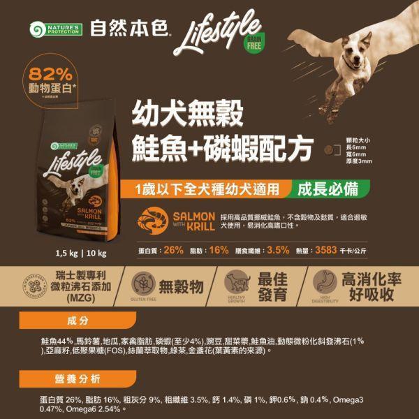 【自然本色】犬飼料 無穀10kg｜幼犬/成犬 鮭魚雞肉羊肉 自然本色,Nature’s Protection,Natures Protection,自然本色狗飼料,自然本色犬糧,LifeStyle犬糧,LifeStyle狗飼料,無穀狗飼料,無穀犬糧,狗飼料10kg,犬糧10kg,幼犬飼料,幼犬無穀飼料,成犬飼料,成犬無穀飼料,鮭魚狗飼料,雞肉狗飼料,羊肉狗飼料,鮭魚磷蝦狗飼料,腸胃敏感狗飼料,低敏狗飼料,迷你顆粒狗飼料,方形顆粒狗飼料,全犬種狗飼料,Mic