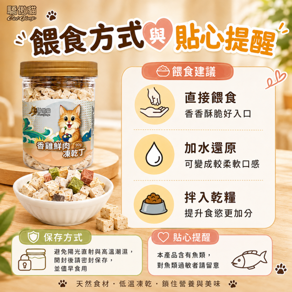 【Cat Glory 驕傲貓】貓咪原肉凍乾丁 85g／90g｜香雞鮮肉／原野澎湃／海陸御膳｜貓零食 貓點心 驕傲貓凍乾丁85g、驕傲貓香雞鮮肉90g、驕傲貓原野澎湃85g、驕傲貓海陸御膳85g、貓原肉凍乾推薦、高蛋白貓零食推薦