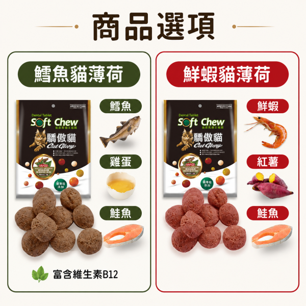 【Cat Glory 驕傲貓】貓薄荷潔牙軟錠120g｜原味/鮮蝦/螃蟹/鮭魚/干貝/鱈魚｜貓潔牙零食 貓口腔保健 挑嘴貓零食 Cat Glory 驕傲貓 貓薄荷潔牙軟錠
驕傲貓潔牙零食120g
貓薄荷潔牙軟錠 原味
貓薄荷潔牙軟錠 鮮蝦
貓薄荷潔牙軟錠 螃蟹
貓薄荷潔牙軟錠 鮭魚
貓薄荷潔牙軟錠 干貝
貓薄荷潔牙軟錠 鱈魚
貓咪潔牙點心
貓咪口腔清潔零食
成貓零食推薦
挑嘴貓點心推薦
軟質貓零食
貓咪獎勵零食
貓咪日常潔牙小零嘴