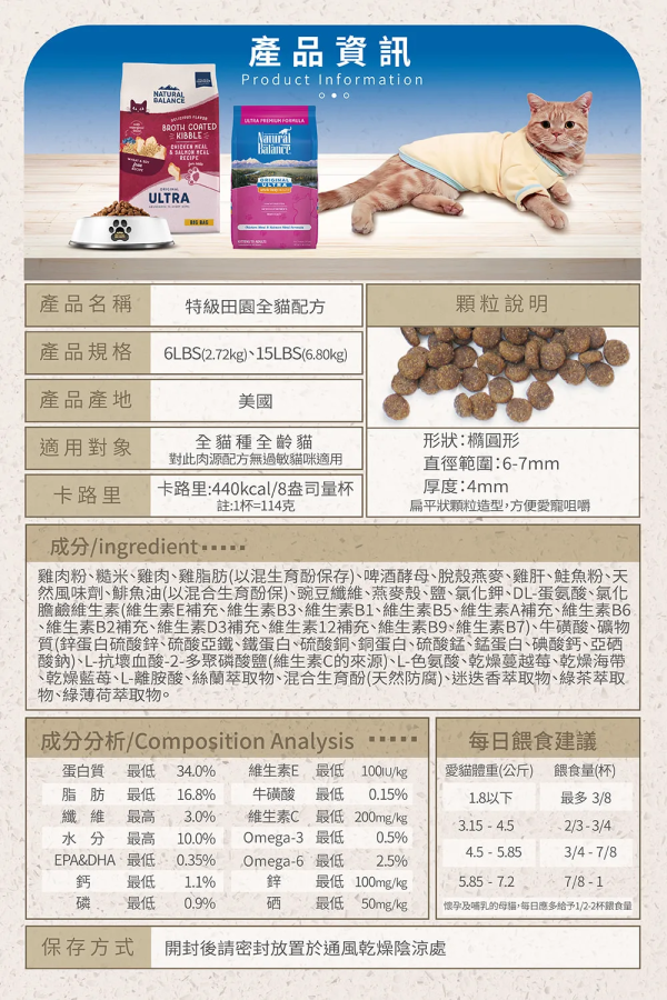 【自然平衡 Natural Balance】 特級貓飼料 6~15 磅 | 室內貓全配方 / 田園全配方  全齡貓適用 NB 貓飼料

Natural Balance 貓飼料

特級室內貓飼料

特級田園貓飼料

全配方貓飼料推薦

成貓全齡貓飼料

低敏貓飼料推薦

貓飼料 6LB 15LB