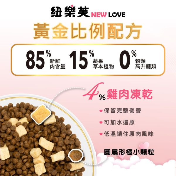 【NEW LOVE 紐樂芙】 無穀高肉量貓糧 ( 高肉類蛋白 ) 貓飼料 貓乾糧 鮮肉凍乾 幼貓 護膚 化毛 室內貓 泌尿道 NEW LOVE、紐樂芙、紐樂芙 貓飼料、無穀 貓飼料、高肉量 貓糧、幼貓 成長 飼料、護毛 貓糧、體重 控制 貓糧、化毛 配方 貓糧、泌尿 保健 貓糧、無穀 高蛋白 貓糧、貓主食糧、低敏 貓糧推薦、室內貓 飼料、貓咪 健康 配方