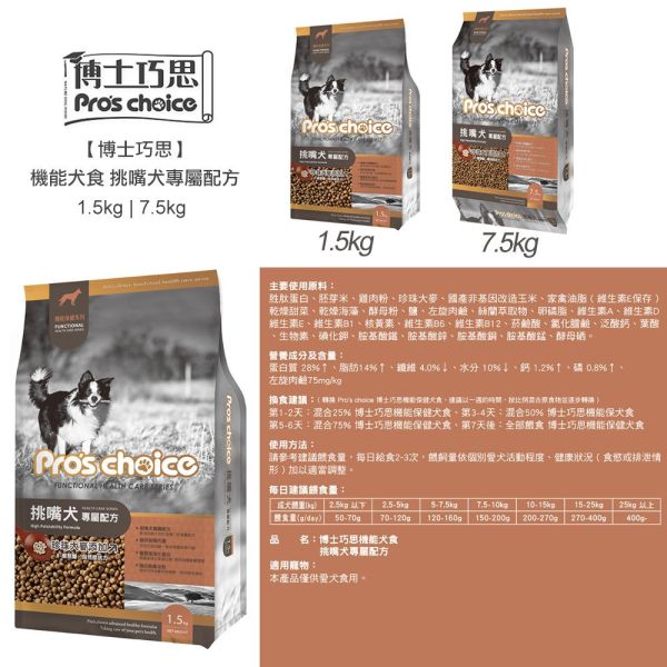 博士巧思 Pro’s Choice 機能犬飼料 1.5KG 挑嘴犬專屬/護膚亮毛配方 高機能犬糧推薦 博士巧思 機能犬, 博士巧思 狗飼料, 挑嘴犬飼料, 護膚亮毛狗飼料, 高機能犬糧, 小型犬飼料推薦, 狗狗亮毛配方, 挑食狗狗飼料, 博士巧思 1.5kg