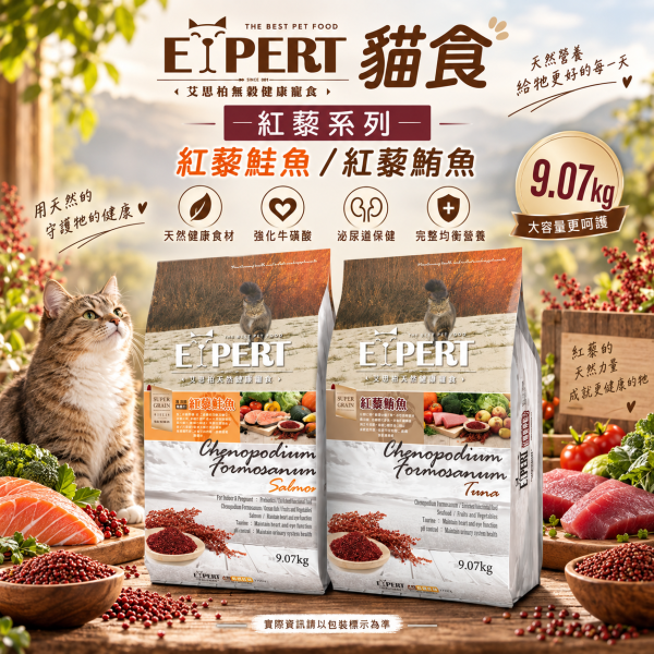 EXPERT 艾思柏 貓飼料 9.07kg 艾思柏 貓無穀飼料 化毛 腸胃 熟齡貓 泌尿 紅藜寵食 幼母貓鮭魚 成貓鮪魚 限宅配 艾思柏貓飼料、無穀貓飼料、紅藜鮪魚貓飼料、紅藜鮭魚貓飼料、成貓飼料推薦、幼母貓飼料、大包裝貓飼料9公斤、亮毛護膚貓糧、低敏腸胃保健貓飼料、貓糧批發