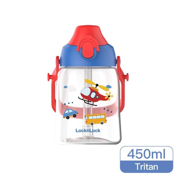 【LocknLock 樂扣樂扣】兒童Tritan背帶水壺 450ml｜吸管水壺 手提水壺｜直升機／獨角獸 樂扣樂扣兒童水壺450ml、LocknLock兒童背帶水壺450ml、兒童Tritan水壺推薦、幼兒園背帶水壺推薦、兒童吸管水壺推薦、450ml兒童水壺推薦