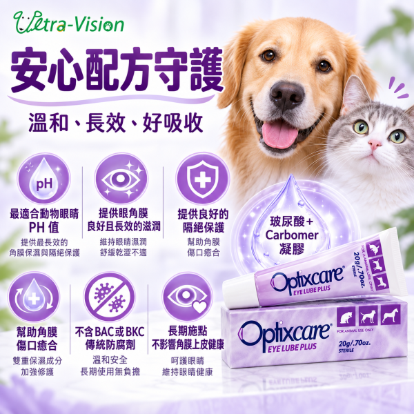 【優視】愛滴康 Optixcare犬貓人工淚液凝膠20g｜玻尿酸＋Carbomer長效保濕 愛滴康,愛滴康人工淚液,Optixcare,Optixcare Eye Lube Plus,寵物人工淚液,寵物人工淚液凝膠,犬貓人工淚液,狗狗人工淚液,貓咪人工淚液,狗狗眼睛保濕,貓咪眼睛保濕,寵物眼睛乾澀,狗狗眼睛乾澀,貓咪眼睛乾澀,寵物點眼凝膠,玻尿酸人工淚液,Carbomer凝膠,犬貓眼睛保健,寵物眼部保濕,動物人工淚液,20g人工淚液,優視生技