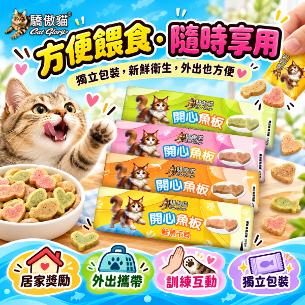 【Cat Glory 驕傲貓】開心魚板12g｜鮭魚干貝/鮪魚蝦肉/鮭魚蟹肉/鱈魚貓草 貓零食 驕傲貓,Cat Glory,驕傲貓開心魚板,開心魚板,貓零食,貓咪零食,貓點心,貓咪點心,魚板零食,魚肉零食,全齡貓零食,獎勵零食,鮭魚干貝,鮪魚蝦肉,鮭魚蟹肉,鱈魚貓草,鮭魚貓零食,鮪魚貓零食,鱈魚貓零食,貓草零食,魚漿點心,貓咪魚板,貓咪獎勵零食,Cat Glory貓零食