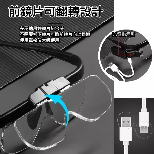 眼鏡式放大鏡眼鏡 眼鏡式放大鏡 LED放大鏡 老人眼鏡 放大鏡眼鏡 頭戴放大鏡 充電式放大鏡
