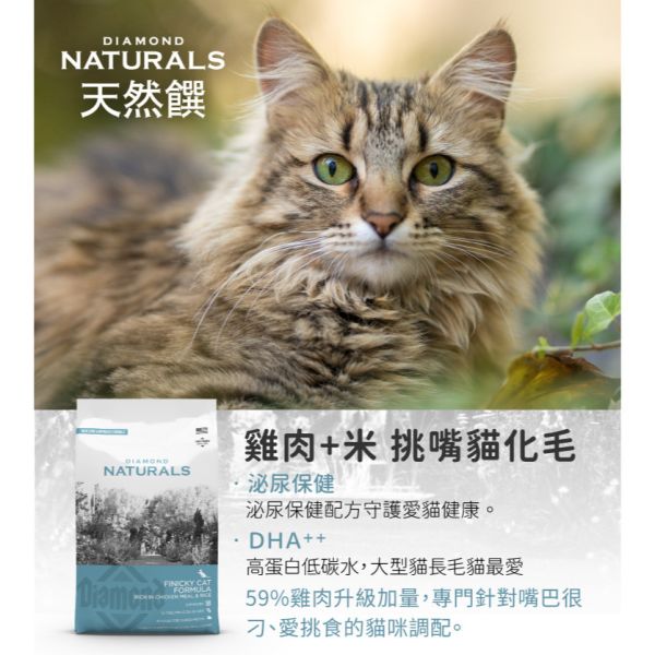 天然饌 Diamond Naturals 貓飼料 1KG 雞肉米 成貓 挑嘴貓 幼母貓 無穀化毛配方 貓飼料, Diamond Naturals, 雞肉米貓飼料, 成貓飼料, 幼母貓飼料, 挑嘴貓飼料, 化毛貓飼料, 無穀貓糧, 天然貓飼料, 高蛋白低敏貓飼料