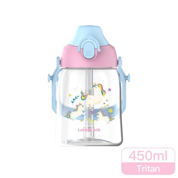 【LocknLock 樂扣樂扣】兒童Tritan背帶水壺 450ml｜吸管水壺 手提水壺｜直升機／獨角獸 樂扣樂扣兒童水壺450ml、LocknLock兒童背帶水壺450ml、兒童Tritan水壺推薦、幼兒園背帶水壺推薦、兒童吸管水壺推薦、450ml兒童水壺推薦