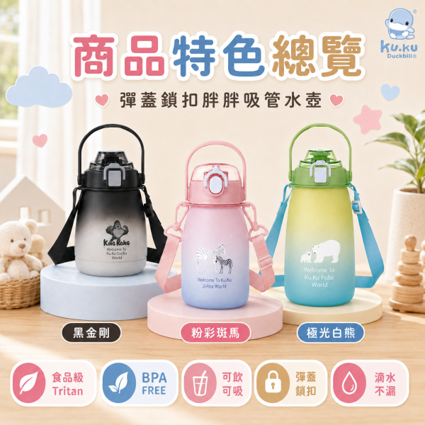 【LocknLock 樂扣樂扣】胖胖Tritan吸管水壺 600ml／1200ml｜彈蓋安全鎖扣｜夜黑金剛／粉彩斑馬／極光白熊 樂扣樂扣水壺、LocknLock水壺、胖胖水壺、Tritan水壺、吸管水壺、大容量水壺、1200ml水壺、600ml水壺、彈蓋水壺、安全鎖扣水壺、運動水壺、學生水壺、夜黑金剛水壺、粉彩斑馬水壺、極光白熊水壺