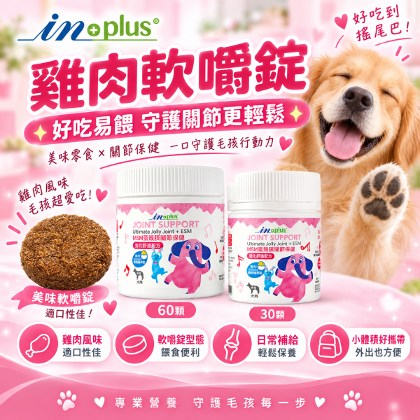 【IN-Plus】MSM蛋殼膜關節保健 狗關節保養 體力舒緩補充劑【30顆/60顆】IN PLUS 犬用營養品 狗狗關節保健, 狗關節舒緩, MSM蛋殼膜, 狗狗關節營養品, 狗狗走路僵硬, 狗狗保健食品, IN PLUS 狗保健, 狗狗骨骼保養, 狗狗關節軟骨保養, 狗狗活動力