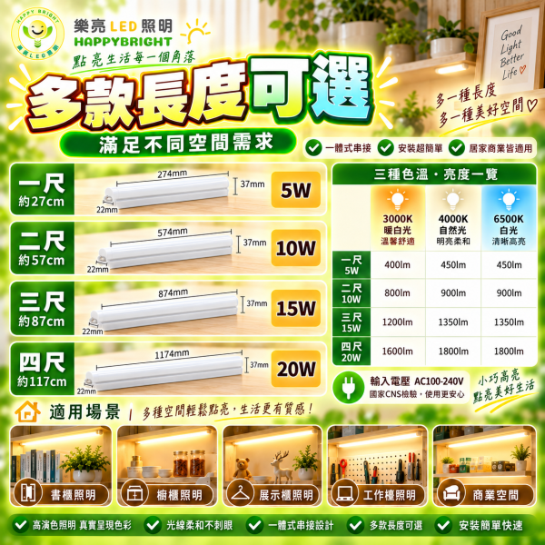 樂亮 LED T5 層板支架燈｜1尺/2尺/3尺/4尺 三色溫 可串接 樂亮T5,樂亮T5支架燈,樂亮層板燈,HappyBright T5,T5支架燈,T5 LED支架燈,T5層板燈,LED層板燈,LED支架燈,一體式支架燈,串接燈,T5串接燈,櫥櫃燈,書櫃燈,衣櫃燈,廚房層板燈,展示櫃燈,工作檯燈,間接照明,1尺T5,2尺T5,3尺T5,4尺T5,5W支架燈,10W支架燈,15W支架燈,20W支架燈,白光層板燈,自然光層板燈,黃光層板燈,6500K層板燈,4000K