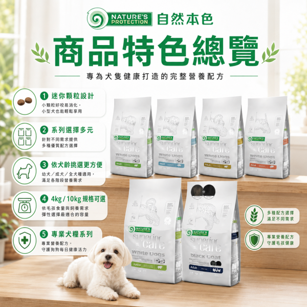 【自然本色】 犬飼料 4KG / 10KG 無穀白魚 亮白昆蟲 紅毛雞肉 無穀鮭魚 羊肉 【 原顆粒 中顆粒 迷你顆粒 】 自然本色狗飼料、自然本色成犬、自然本色幼犬、無穀狗飼料推薦、小型犬飼料、亮白毛髮狗飼料、低敏狗飼料、天然狗飼料、犬用磷蝦配方、犬用白魚配方、犬用羊肉配方、犬用昆蟲蛋白、Omega毛髮保健狗飼料