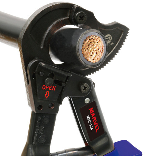 鹿港文菖 日本製 MARVEL 棘輪電纜剪 銅線專用 MRC-32A 電纜鉗 線徑32 可中途解鎖 MRC32A 