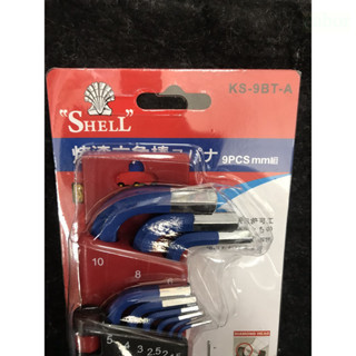 含稅 附發票 鹿洋五金 台灣製 KING SHELL-9支裝鑽石型六角板手組(S2材質) KS-9BT-A 