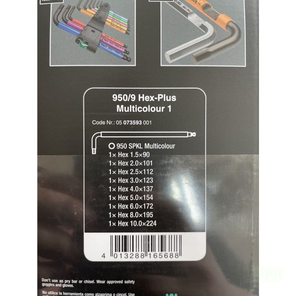 鹿洋五金  WERA 950/9 Hex-plus 彩色膠套 六角板手組 9支組 總代理公司貨 捷克製造 